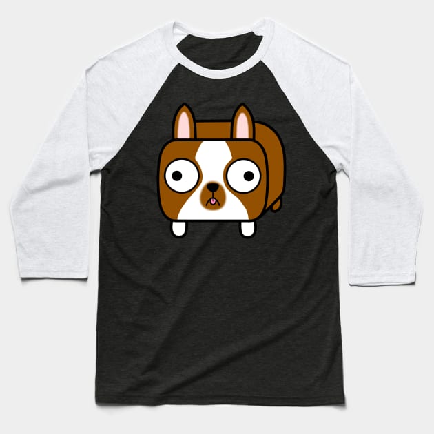 Boston Terrier Loaf - Red Brown and White Dog Baseball T-Shirt by calidrawsthings